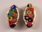 Long, Flat, Gold Foil, Millefiori Ovals